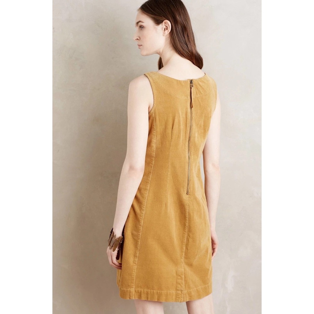 Anthropologie‎ Holding Horses Womens 12 Mustard Yellow Corduroy Sleeveless Dress - Picture 15 of 15